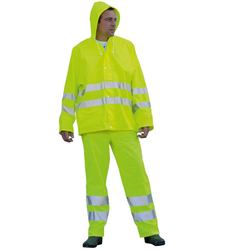 Ensemble de pluie haute visibilité enduit PVC