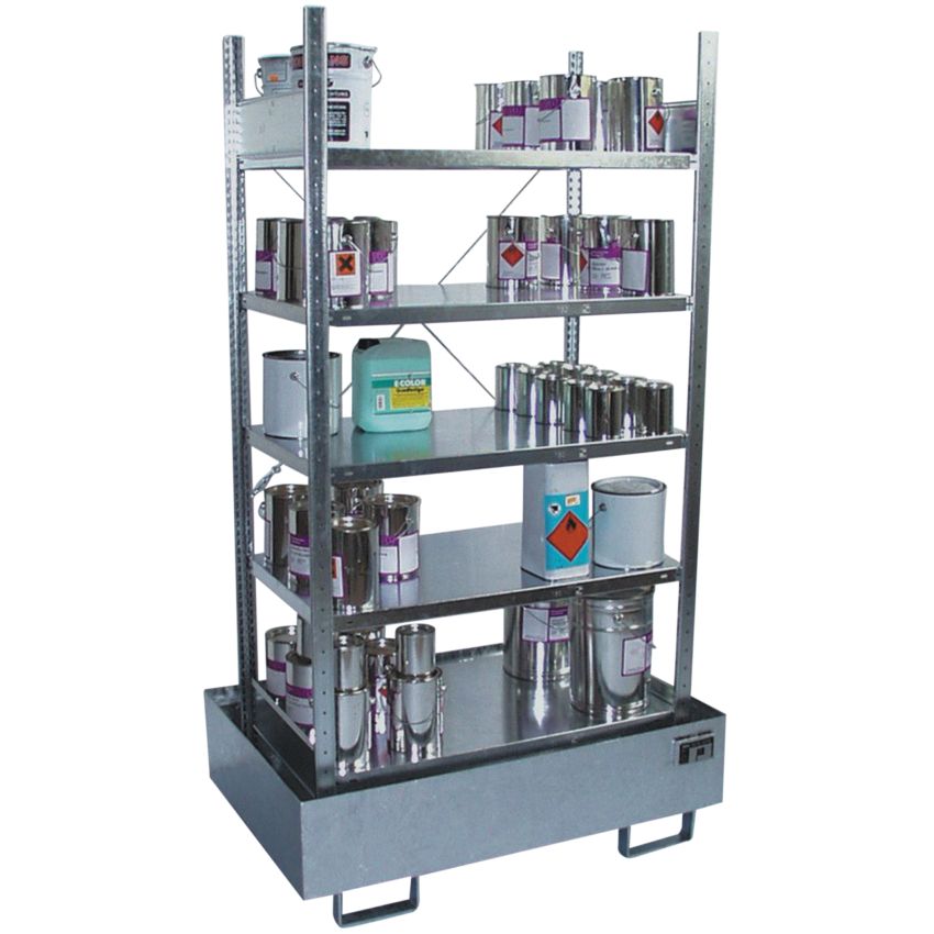 Rayonnage de rétention acier galvanisé, 220 litres