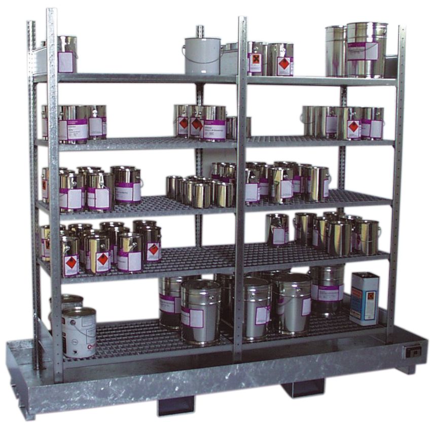 Rayonnage de rétention acier galvanisé, 220 litres
