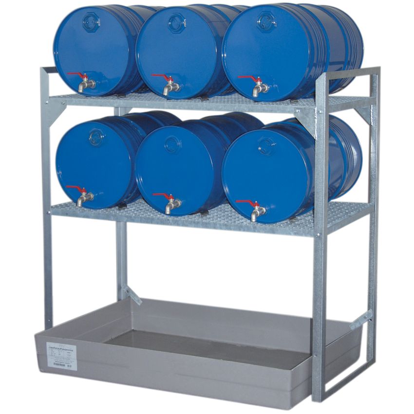 Poste de soutirage acier galvanisé avec bac polyester pour fûts, 150 litres